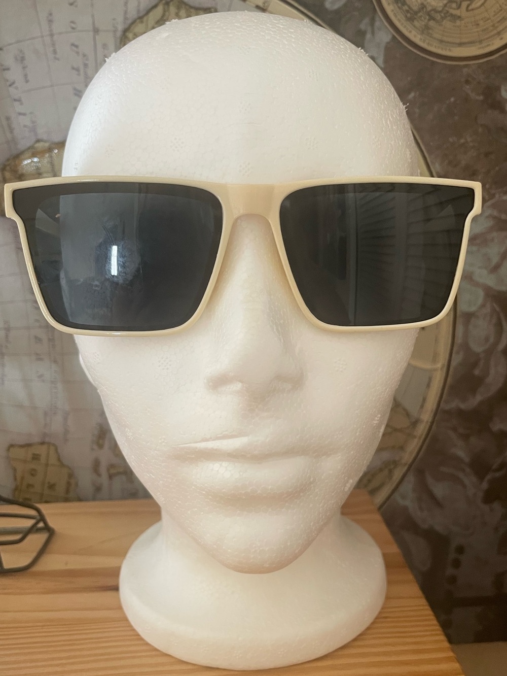 Women’s Cream Square Frame Sunglasses with Dark Lenses